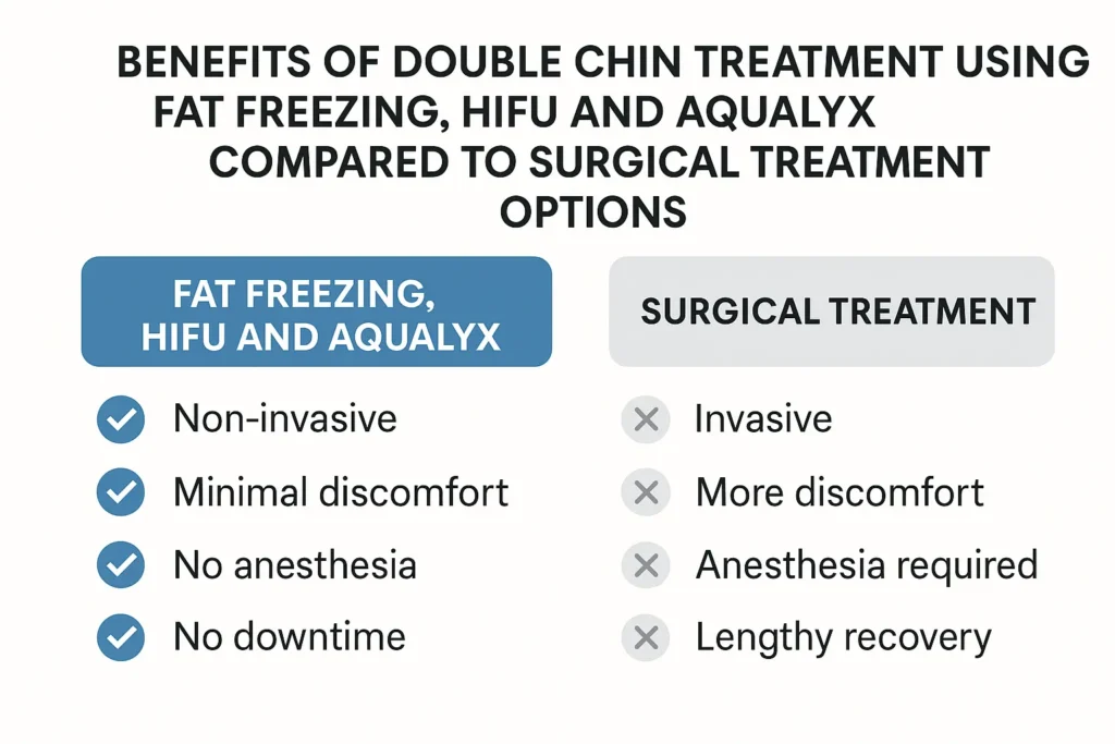 Graphic about the benefits of double chin treatment Woolwich - from LA LIPO